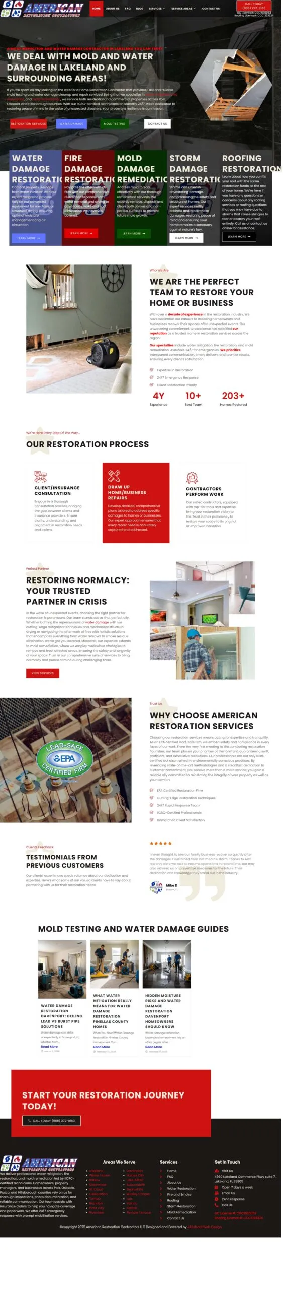 Full-page screenshot of the arc-florida.com website