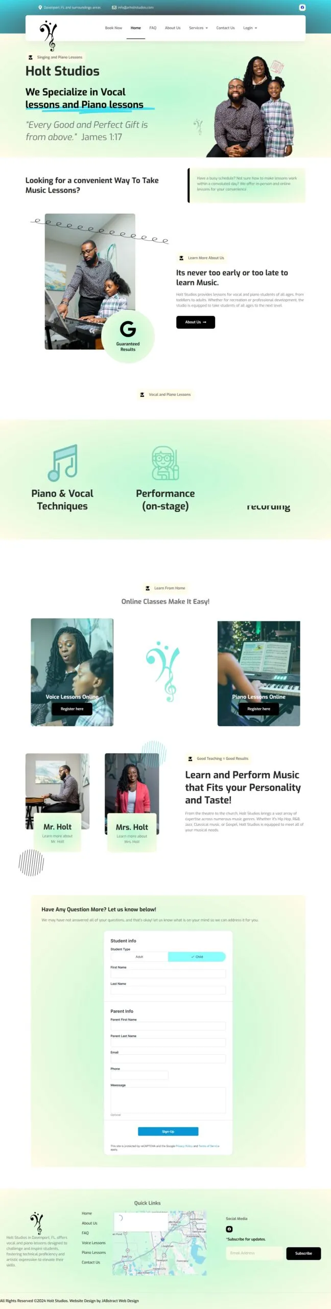 Full-page screenshot of the arholtstudios.com website