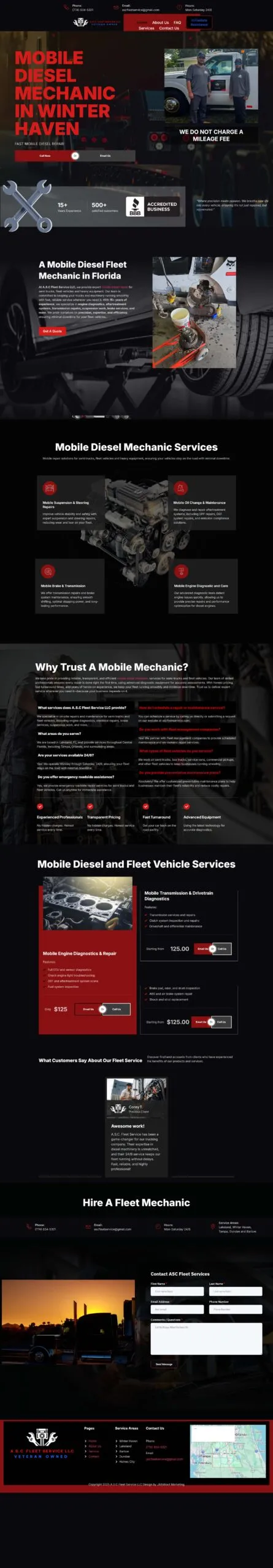 Full-page screenshot of the ascfleetservice.com website