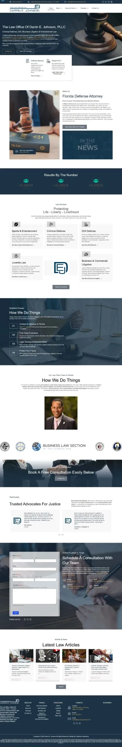 Full-page screenshot of the darrinjohnsonlaw.com website