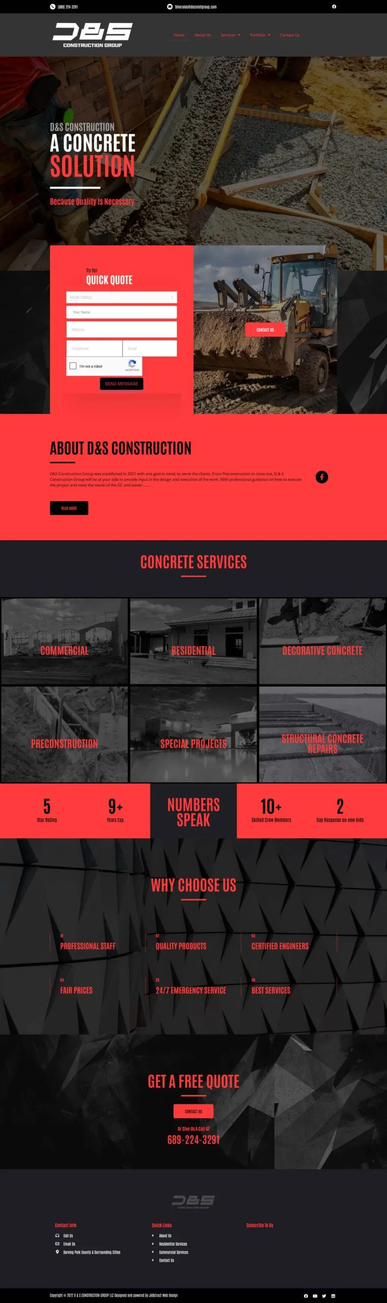 Full-page screenshot of the dsconstgroup.com website