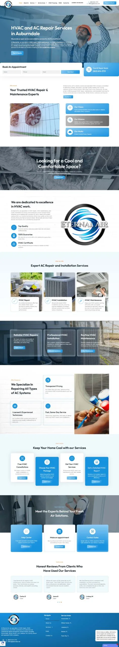 Full-page screenshot of the eternalair.net website
