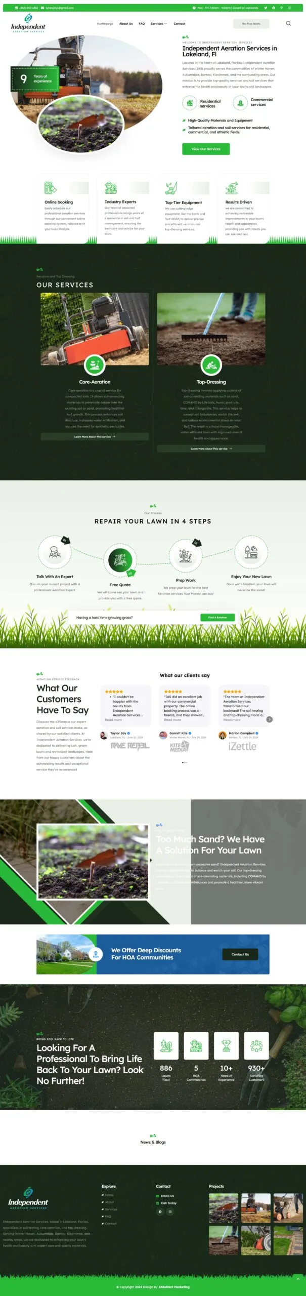 Full-page screenshot of the independentaerationservices.com website