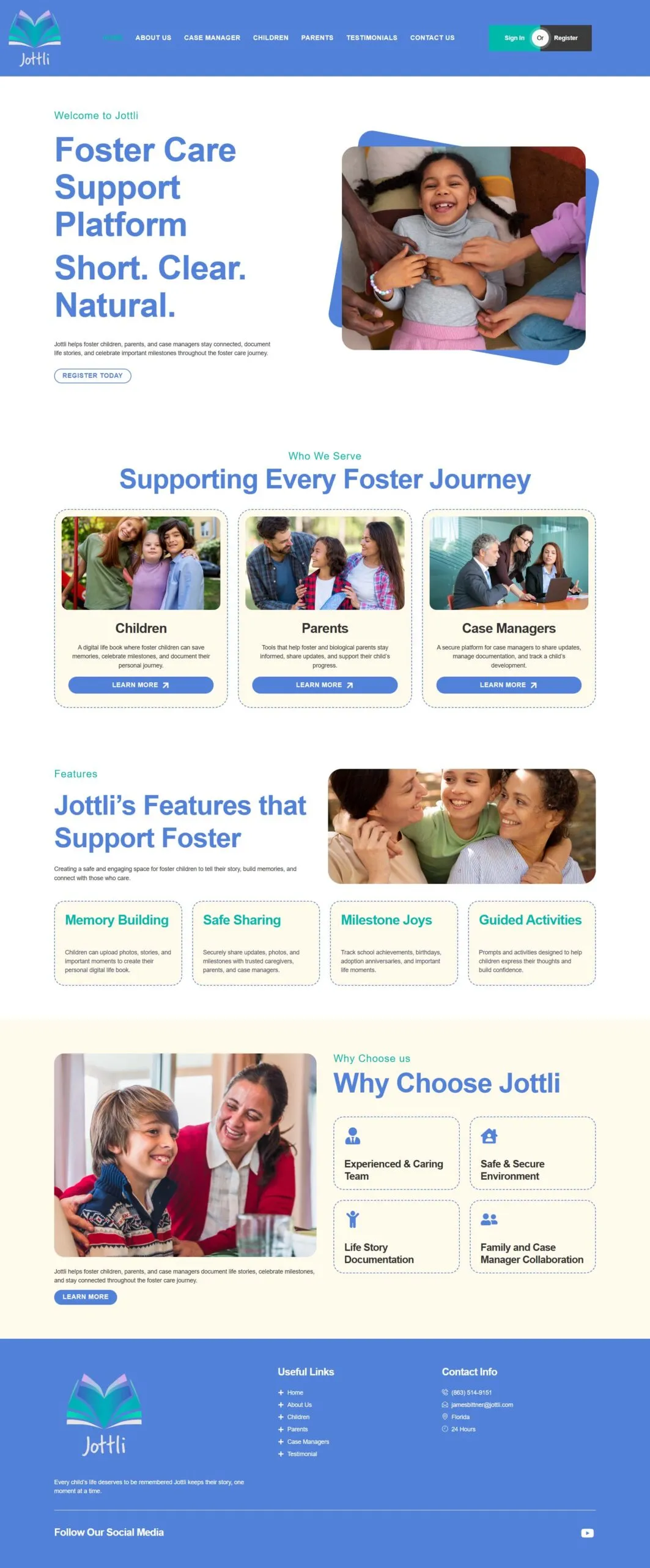 Full-page screenshot of the jottli.com website