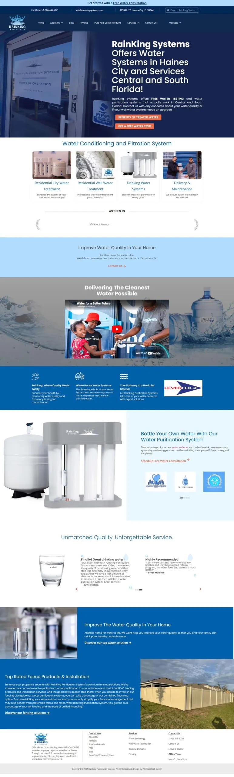 Full-page screenshot of the rainkingsystems.com website