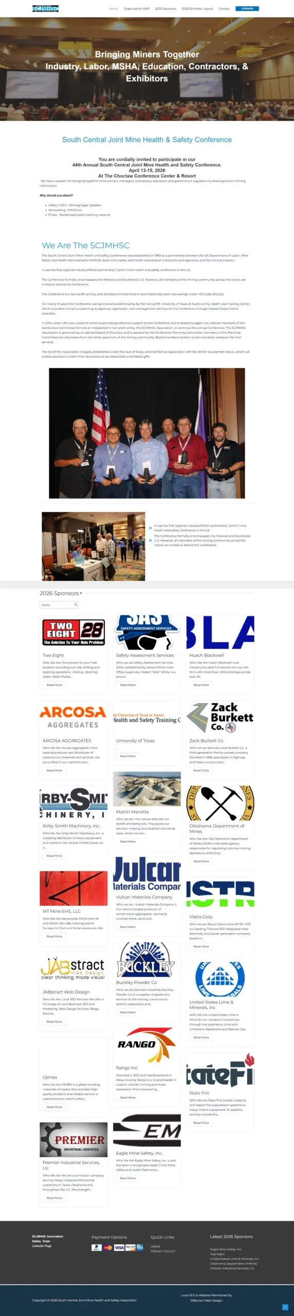 Full-page screenshot of the scjmhsc.org website