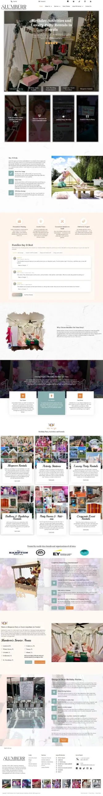Full-page screenshot of the slumberr.com website