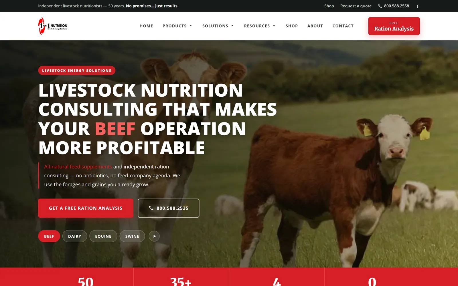 1 on 1 Nutrition home page on a desktop, captured October 18, 2026