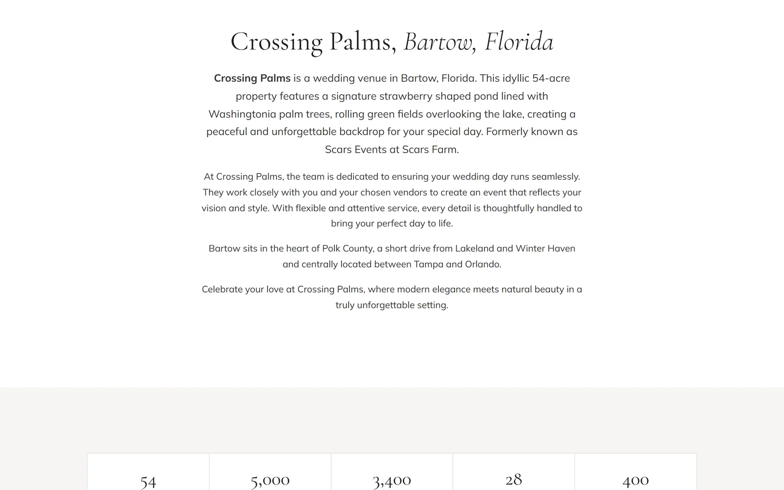 Crossing Palms: a section further down the home page