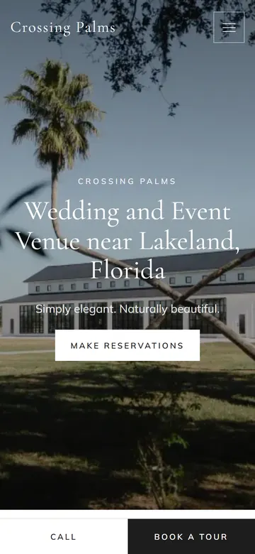 Crossing Palms home page on a phone