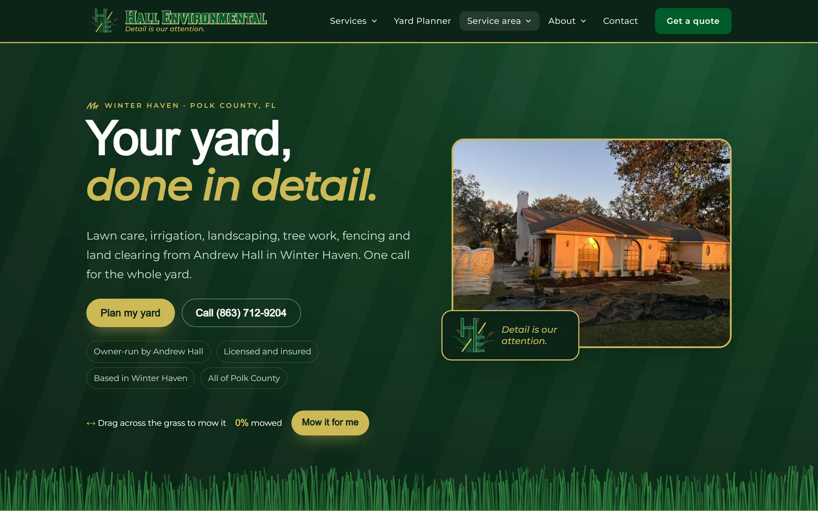Hall Environmental home page on a desktop, captured October 18, 2026