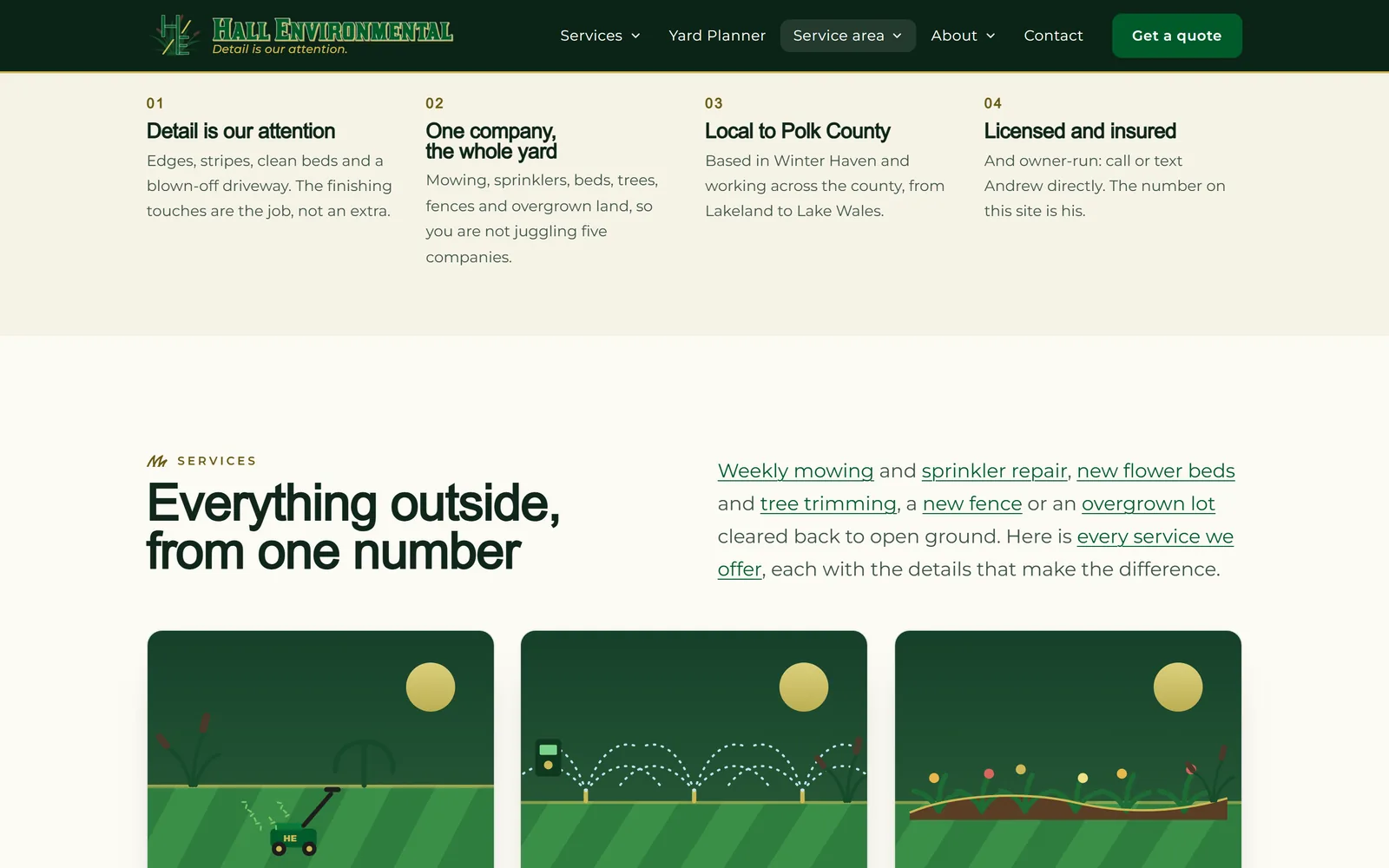 Hall Environmental: a section further down the home page