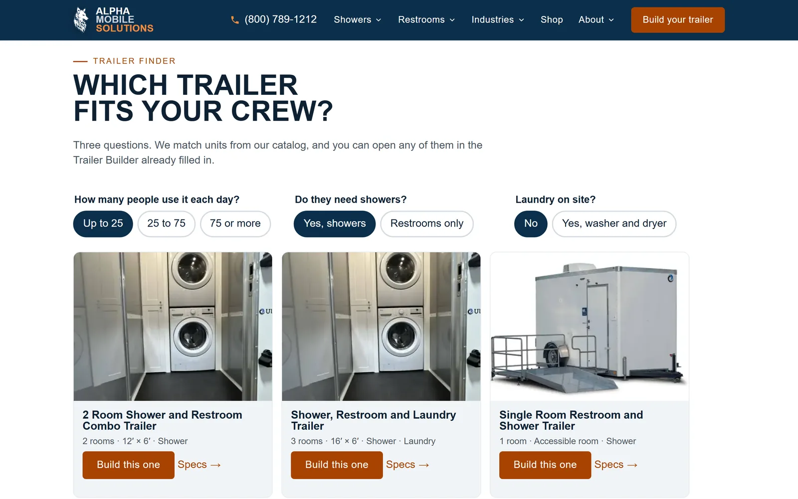 Alpha Mobile Solutions: a section further down the home page