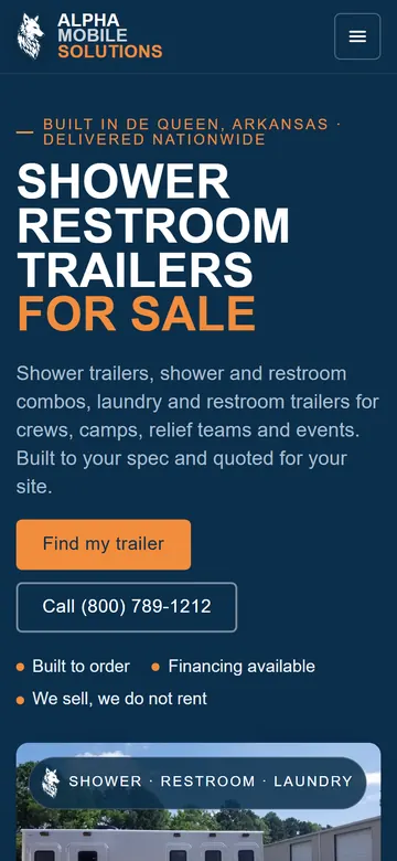 Alpha Mobile Solutions home page on a phone
