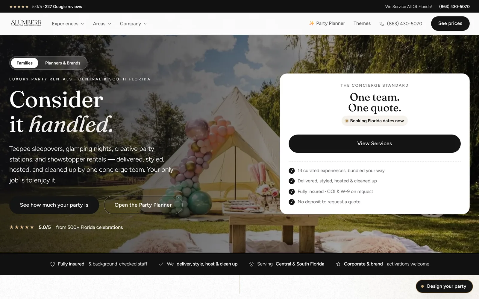 Slumberr home page on a desktop, captured October 16, 2026