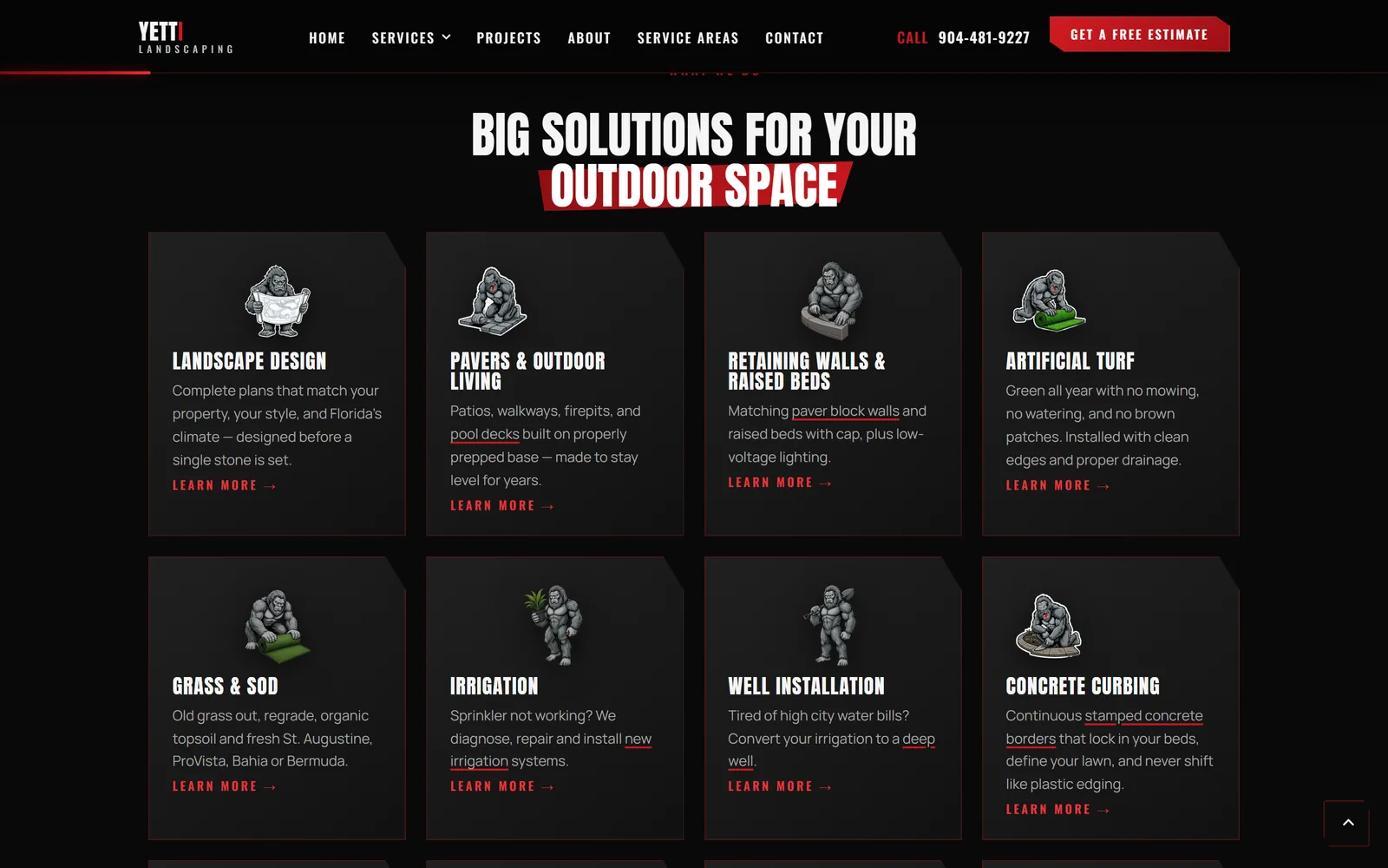 Yetti Landscape Design & Concrete Curbing: a section further down the home page